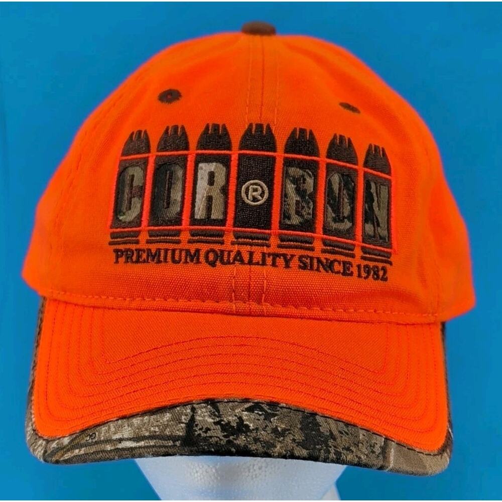 Corbon Ammunition Adjustable Hat Blaze Orange Camo Hunting Cap "Since 1982"